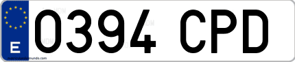 Ejemplo de matrícula de coche ordinaria 0394 CPD