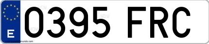 Ejemplo de matrícula española 0395 FRC