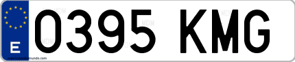 Ejemplo de matrícula de coche ordinaria 0395 KMG