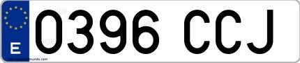 Ejemplo de matrícula española 0396 CCJ