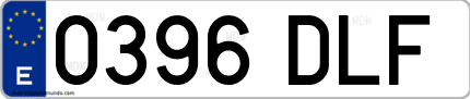 Ejemplo de matrícula de coche ordinaria 0396 DLF