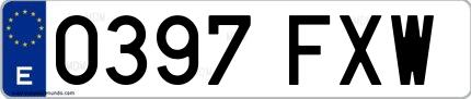 Ejemplo de matrícula española 0397 FXW