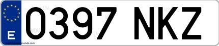 Ejemplo de matrícula española 0397 NKZ