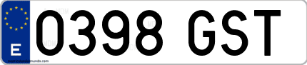 Ejemplo de matrícula de coche ordinaria 0398 GST