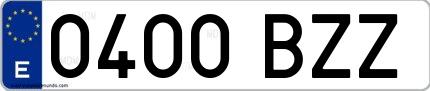 Ejemplo de matrícula española 0400 BZZ