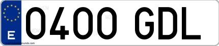 Ejemplo de matrícula española 0400 GDL