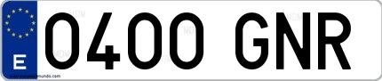 Ejemplo de matrícula española 0400 GNR