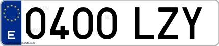 Ejemplo de matrícula española 0400 LZY