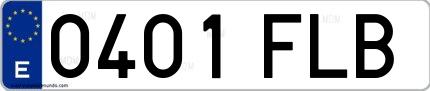 Ejemplo de matrícula española 0401 FLB