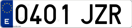 Ejemplo de matrícula de coche ordinaria 0401 JZR