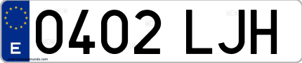 Ejemplo de matrícula de coche ordinaria 0402 LJH