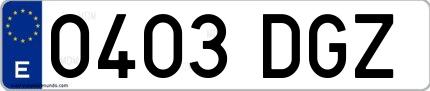 Ejemplo de matrícula española 0403 DGZ