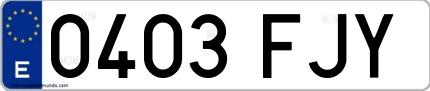 Ejemplo de matrícula española 0403 FJY