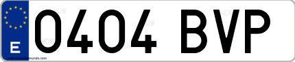 Ejemplo de matrícula de coche ordinaria 0404 BVP