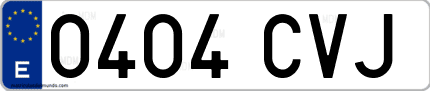 Ejemplo de matrícula de coche ordinaria 0404 CVJ