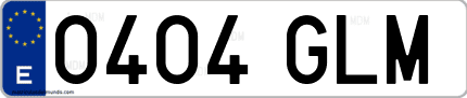 Ejemplo de matrícula de coche ordinaria 0404 GLM