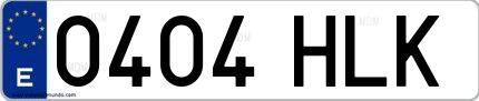 Ejemplo de matrícula española 0404 HLK