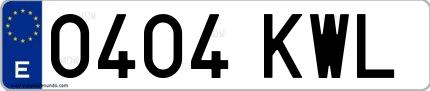 Ejemplo de matrícula española 0404 KWL
