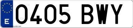 Ejemplo de matrícula española 0405 BWY