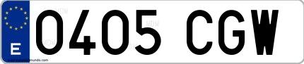 Ejemplo de matrícula española 0405 CGW