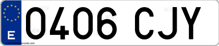 Ejemplo de matrícula de coche ordinaria 0406 CJY