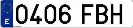 Ejemplo de matrícula española 0406 FBH