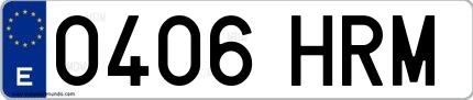 Ejemplo de matrícula española 0406 HRM