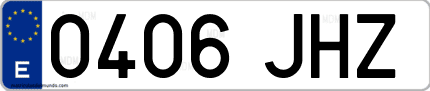 Ejemplo de matrícula de coche ordinaria 0406 JHZ