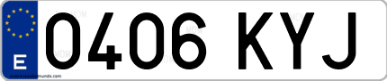 Ejemplo de matrícula de coche ordinaria 0406 KYJ