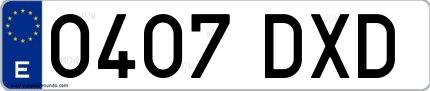 Ejemplo de matrícula española 0407 DXD