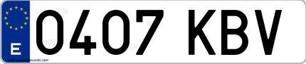 Ejemplo de matrícula española 0407 KBV