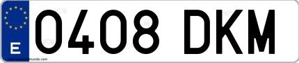 Ejemplo de matrícula española 0408 DKM