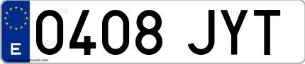 Ejemplo de matrícula española 0408 JYT