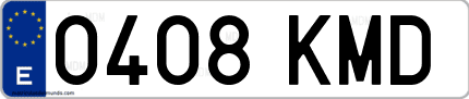Ejemplo de matrícula de coche ordinaria 0408 KMD
