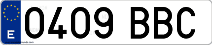 Ejemplo de matrícula de coche ordinaria 0409 BBC