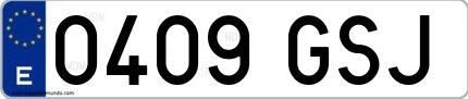 Ejemplo de matrícula española 0409 GSJ