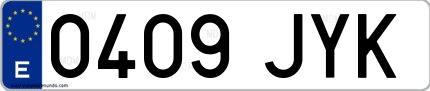 Ejemplo de matrícula española 0409 JYK