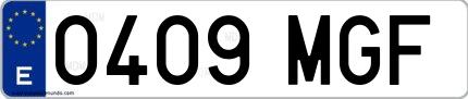 Ejemplo de matrícula española 0409 MGF