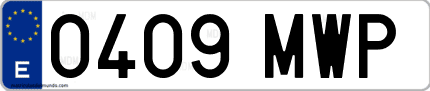 Ejemplo de matrícula de coche ordinaria 0409 MWP