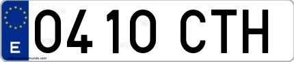 Ejemplo de matrícula española 0410 CTH