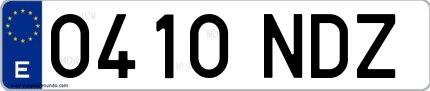 Ejemplo de matrícula española 0410 NDZ