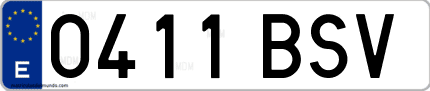 Ejemplo de matrícula de coche ordinaria 0411 BSV
