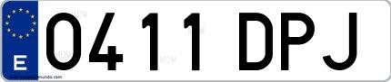 Ejemplo de matrícula española 0411 DPJ