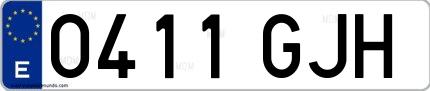 Ejemplo de matrícula española 0411 GJH