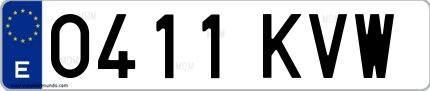 Ejemplo de matrícula española 0411 KVW