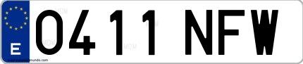 Ejemplo de matrícula española 0411 NFW
