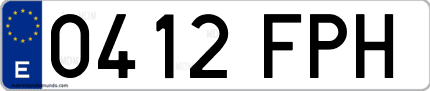 Ejemplo de matrícula de coche ordinaria 0412 FPH