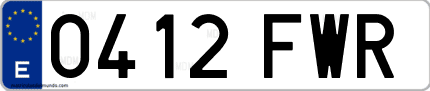 Ejemplo de matrícula de coche ordinaria 0412 FWR