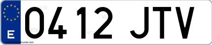 Ejemplo de matrícula española 0412 JTV