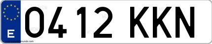 Ejemplo de matrícula española 0412 KKN